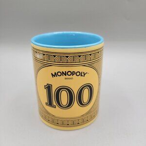 Monopoly Money 100 Yellow Blue Ceramic Mug Hasbro Microwave and Dishwasher Safe